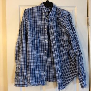 Blue Plaid Long Sleeve Casual Button Up